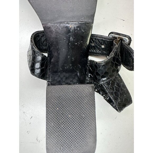 Robert Clergerie Strappy Sandals Black Reptile Embossed VTG 90s Sandals Sz 7.5 - Picture 7 of 10